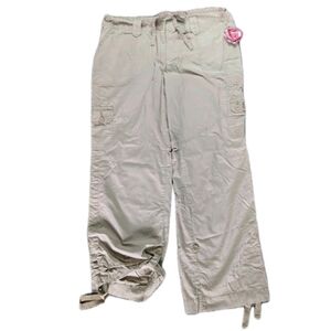 Style & Co Khaki Cargo Pants Size 14 Adjustable Hem Safari Y2K Utility